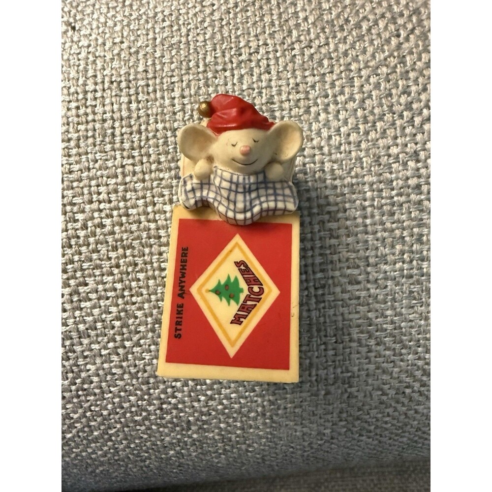 Vintage 1979 Hallmark Clip On Matchbox Mouse Christmas Ornament Figure